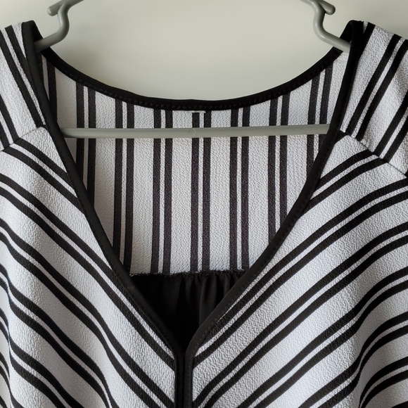 Black Striped Ruffle Sleeve Blouse - Picture 3 of 4